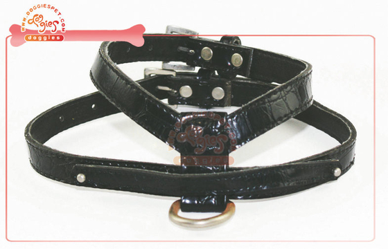 Dayanıklı suni deri siyah köpek koşum ve kurşun / ayarlanabilir köpek koşum