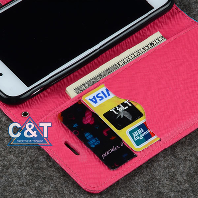 İnce Deri Iphone 6 Plus Koruyucu Kılıf, Cüzdan Kitap Kredi Kartı Sahibinin Standı