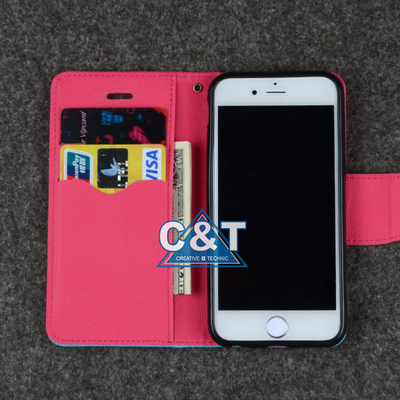 İnce Deri Iphone 6 Plus Koruyucu Kılıf, Cüzdan Kitap Kredi Kartı Sahibinin Standı
